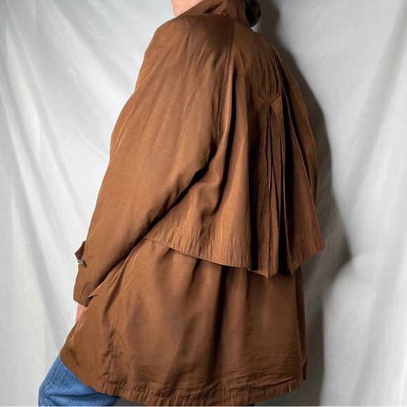 Vintage 90s insulated anorak jacket coat pecan trench brown oversized Gallery M - Picture 13 of 14